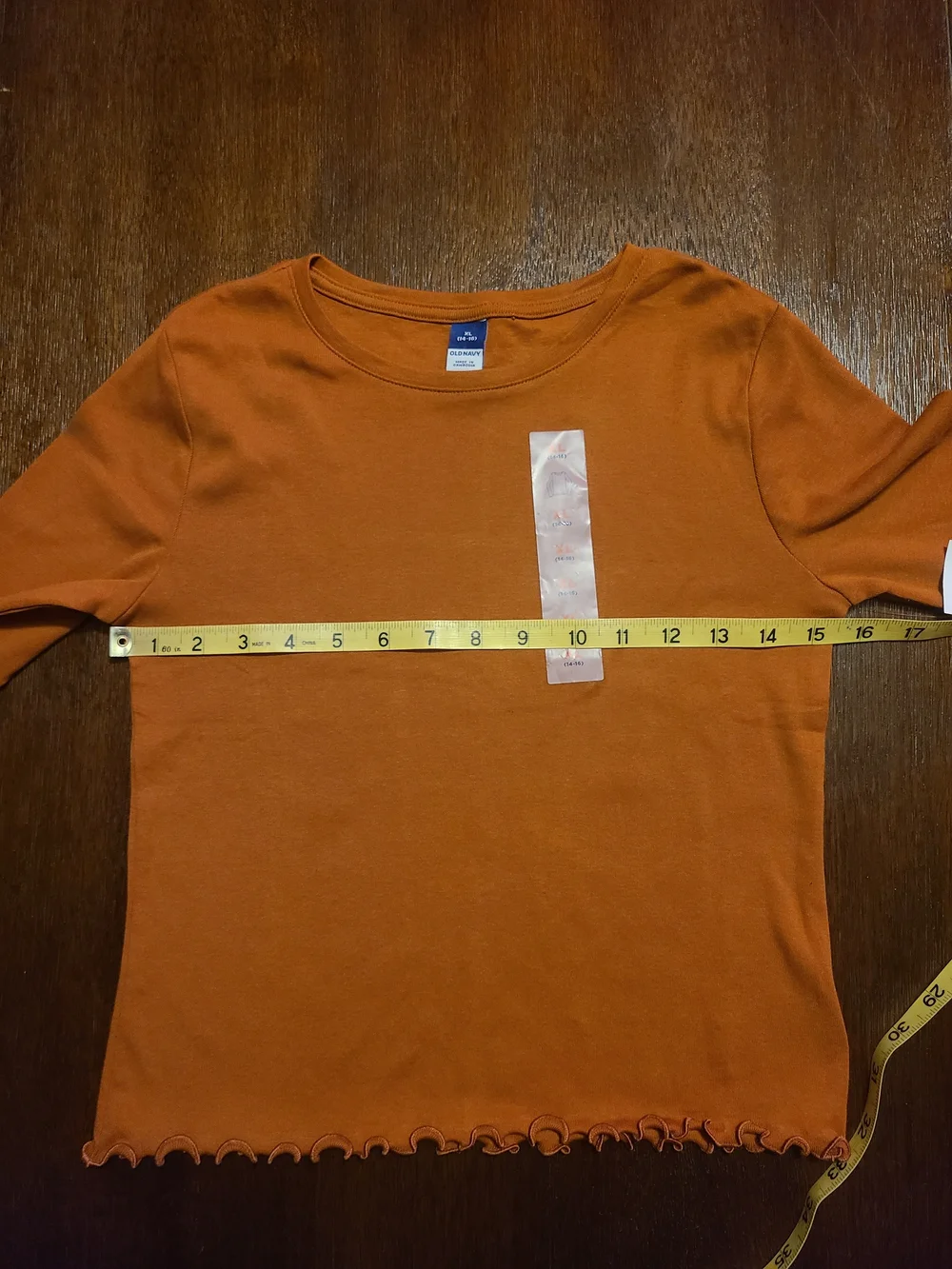 Old Navy NWT Girl's Long Sleeve Ruffle Hem Top - Rust - XL